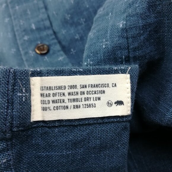 Taylor Stitch Shirt Jack Geometric L/S Button Up Indigo Blue Mens Medium (40) - Picture 4 of 9